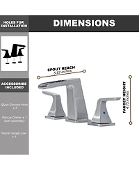 3-Hole Bathroom Faucet with Waterfall Spout, Dual Handle Design, and Pop-Up Drain