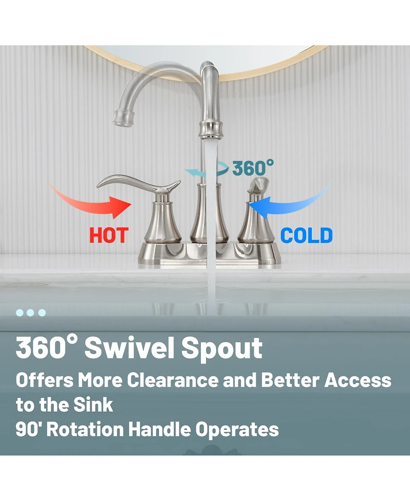 4 Inch 2-Handle Centerset Bathroom Sink Faucet with Drain and Supply Hose Mixer Double Handle Tap Deck Mounted Oil Rubbed Bronze