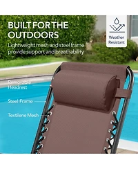Best Choice Products Folding Outdoor Zero Gravity Rocking Lounge Chair w/ Headrest Pillow