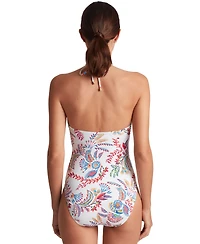 Lauren Ralph Women's Printed Cutout Bandeau One-Piece Swimsuit