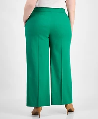 Tahari Asl Plus Linen-Blend Wide-Leg Pants
