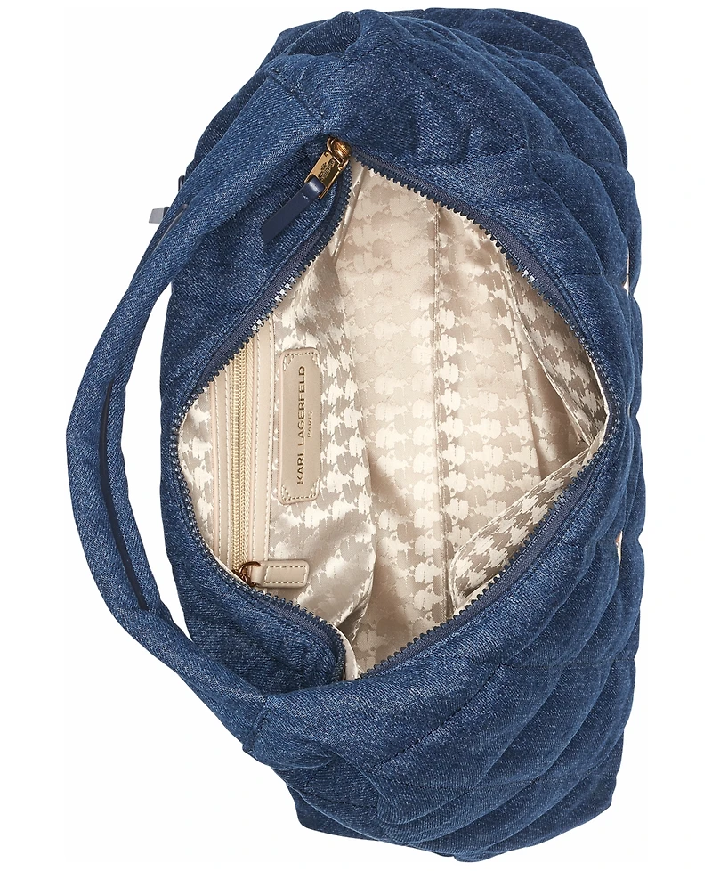 Karl Lagerfeld Paris Voyage Quilted Denim Hobo Bag