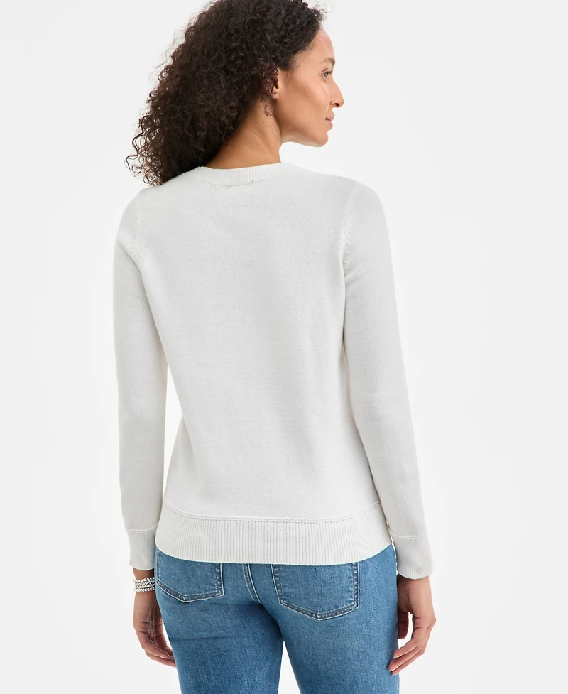 Style & Co Women's Cotton Crewneck Flag Sweater, Exclusively at Macy's