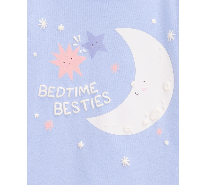 Carter's Toddler Girls Moon & Stars 100% Snug-Fit Cotton Pajamas, 4 Piece Set