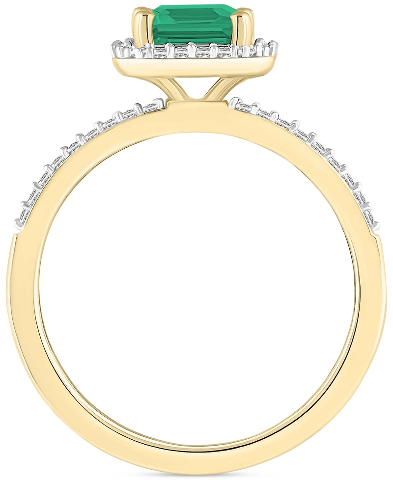 Blue Topaz (2 ct. t.w.) & Lab Created White Sapphire (1/4 Statement Ring 10k Yellow Gold