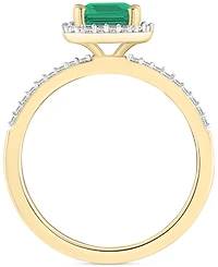 Blue Topaz (2 ct. t.w.) & Lab Created White Sapphire (1/4 Statement Ring 10k Yellow Gold