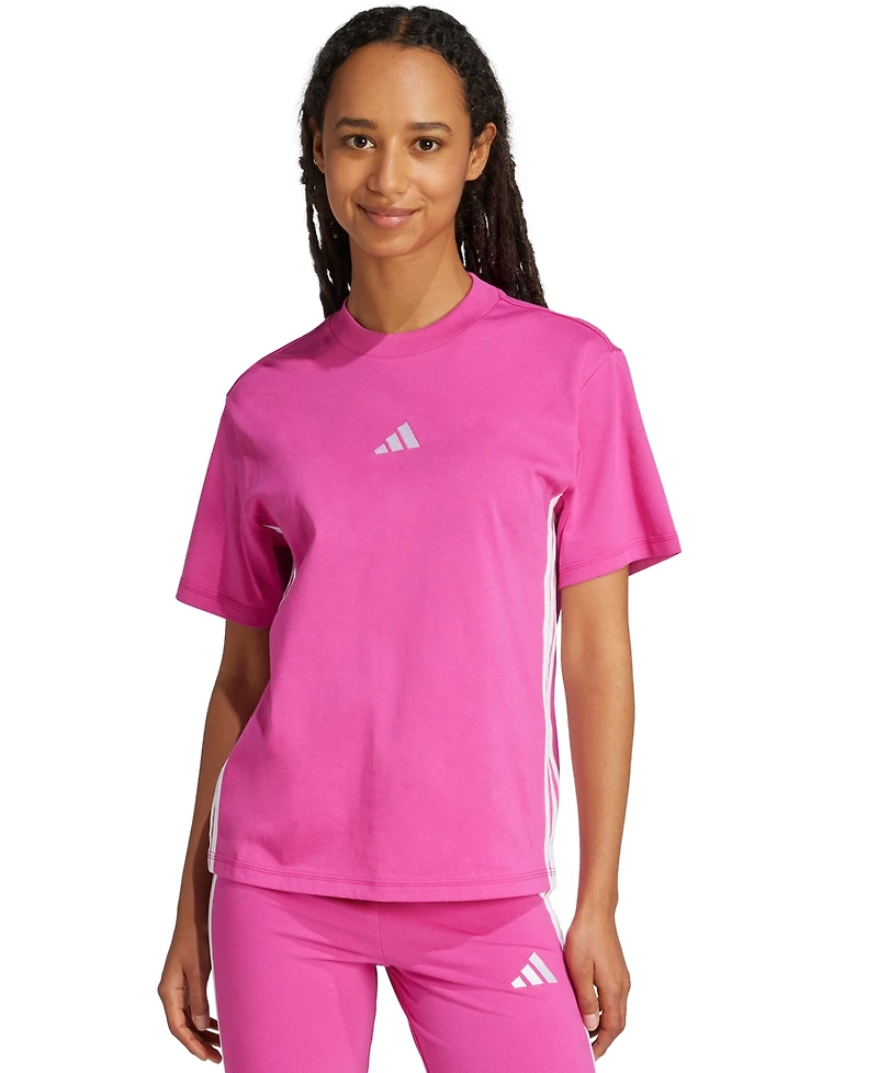 adidas Women's Cotton Essentials 3-Stripe T-Shirt