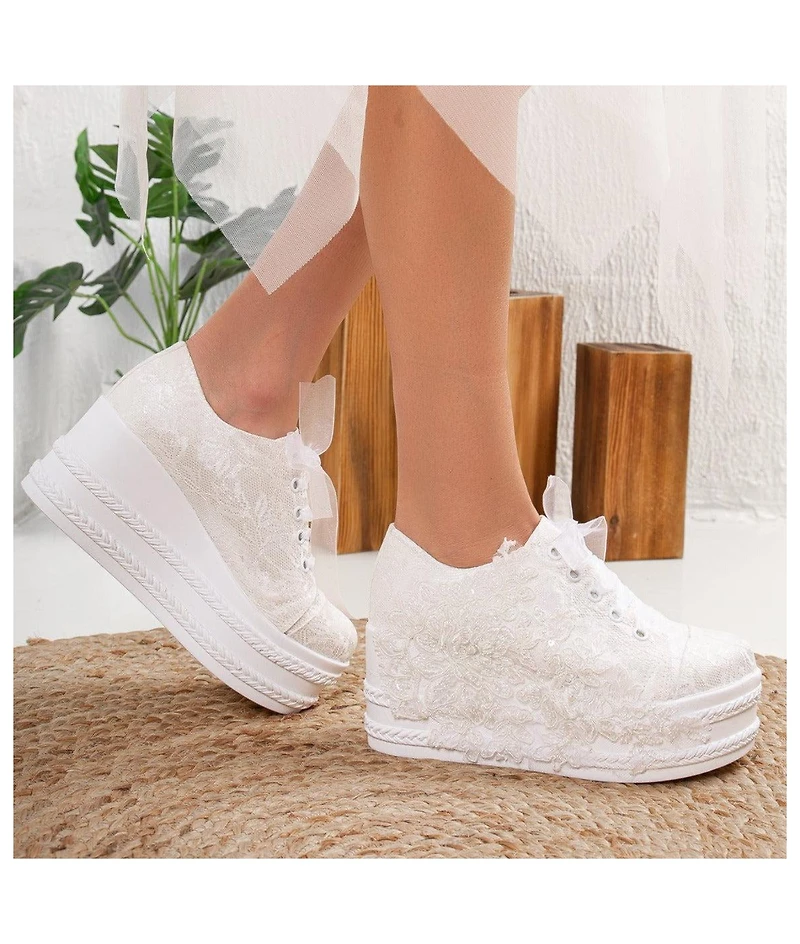 Claudine Lace Bridal Platform Sneakers