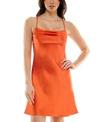 Juniors' Gathered Satin Slip Mini Dress, Created for Macy's