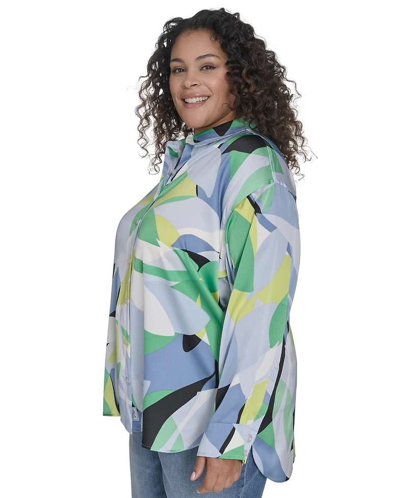 Karl Lagerfeld Paris Plus Geometric Print Blouse