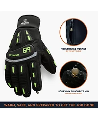 RefrigiWear Men's Extreme Freezer Gloves with Touch-Rite Nib - Insulated, Impact Protection, Touchscreen Compatible Work for -30°F