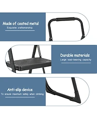 3 Step Ladder Portable Folding Ladder Stool for Adults with Wide Anti-Slip Pedal