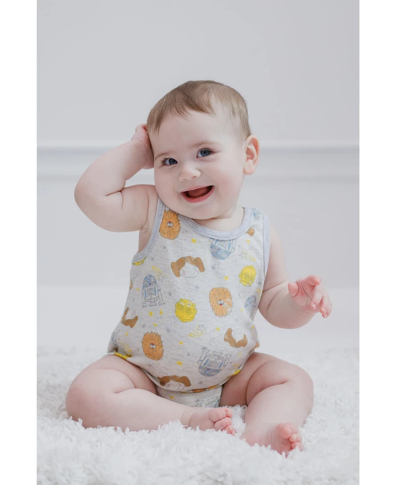 Star Wars Baby Girls C-3PO Princess Leia Chewbacca R2 D2 Bodysuit and Romper Newborn to