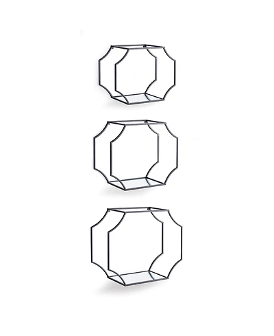 19.75"W x 7"D x 15.5"H and 17.75"W x 7"D x 14"H and 15.75"W x 7"D x 11.75"H Hudson Mirrored Wall Shelves Set of 3