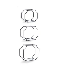 19.75"W x 7"D x 15.5"H and 17.75"W x 7"D x 14"H and 15.75"W x 7"D x 11.75"H Hudson Mirrored Wall Shelves Set of 3