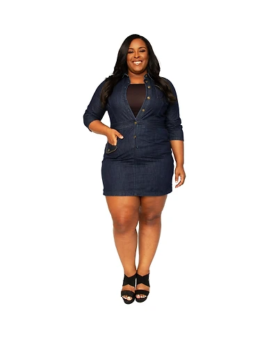 Poetic Justice Plus Denim Side Zip Mini Dress