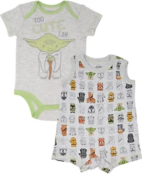 Star Wars Baby Boys Yoda Bodysuit and Romper