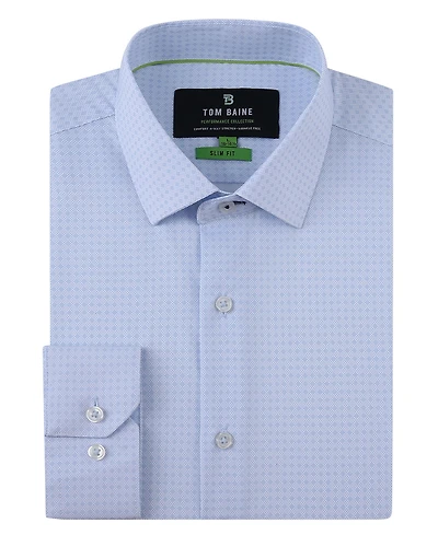 Tom Baine Men's Four Way Stretch Geo Print Button Down Dress Shirt