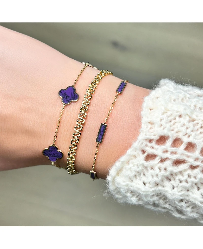 The Lovery Small Amethyst Clover Bracelet 14K Gold