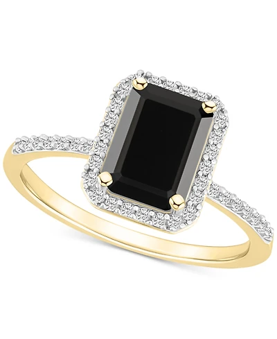 Lab-Created Ruby (2 ct. t.w.) & White Sapphire (1/4 Emerald-Cut Halo Ring 10k Gold (Also Additional Gemstones)