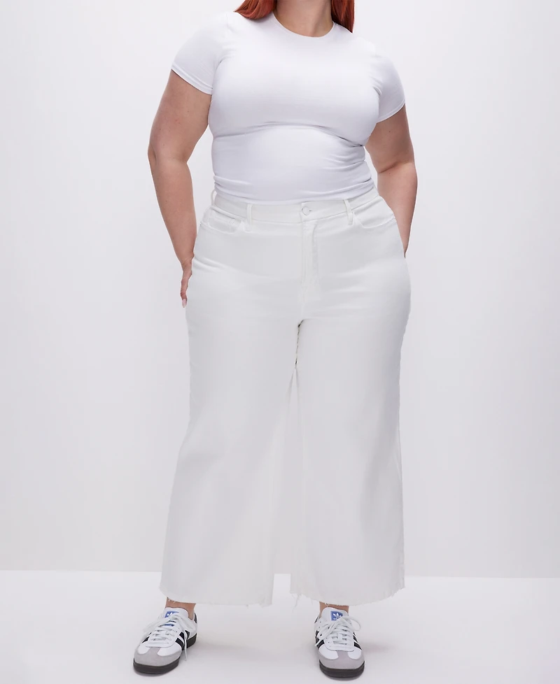 Good American Women's Waist Cropped Palazzo Jeans