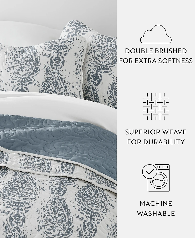 ienjoy Home Distressed Diamond Reversible -Pc. Lightweight Quilt Set