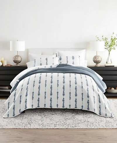 ienjoy Home Shibori Reversible 3-Pc. Lightweight Quilt Set, King/California King