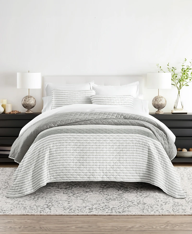 ienjoy Home Summer Stripes Reversible 3-Pc. Lightweight Quilt Set, King/California King