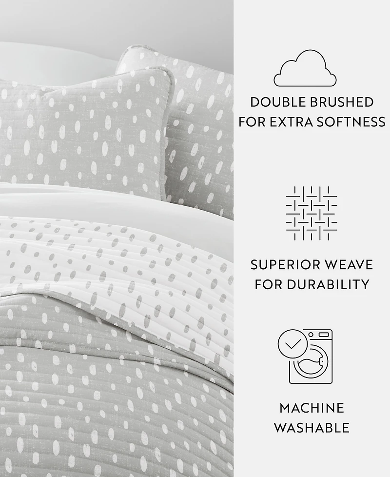 ienjoy Home Painted Dots Reversible 3-Pc. Lightweight Quilt Set