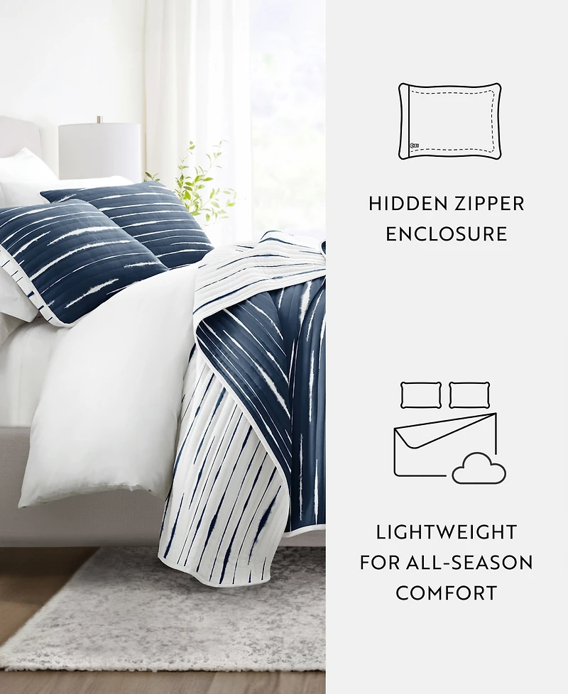 ienjoy Home Horizon Lines Reversible 3-Pc. Lightweight Quilt Set, King/California King