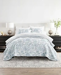 Ienjoy Home Jacobean Stripe Reversible Lightweight Quilt Set