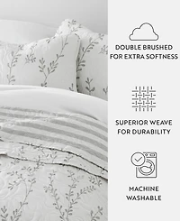 ienjoy Home Sprouting Vines Stripe Reversible -Pc. Lightweight Quilt Set