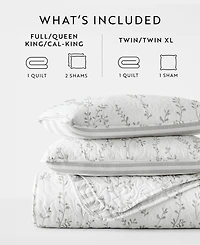 ienjoy Home Sprouting Vines Stripe Reversible -Pc. Lightweight Quilt Set