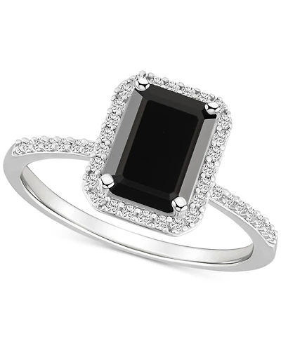 Lab-Created Ruby (2 ct. t.w.) & White Sapphire (1/4 Emerald-Cut Halo Ring 10k Gold (Also Additional Gemstones)