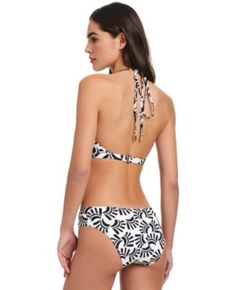 Red Carter Womens Chain Trim Shirred Bandeau Bikini Top Hipster Bikini Bottoms