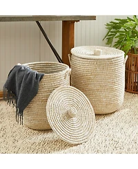 Rivergrass Hamper Baskets With Lids Set of 2