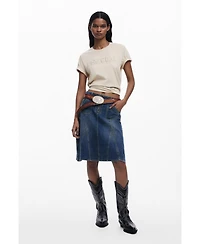 Desigual Women's Embroidered denim skirt