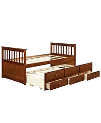 Twin Captain's Bed with Trundle and 3 Storage Drawers