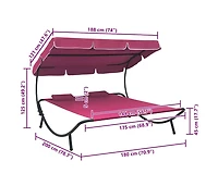 Patio Lounge Bed with Canopy and Pillows