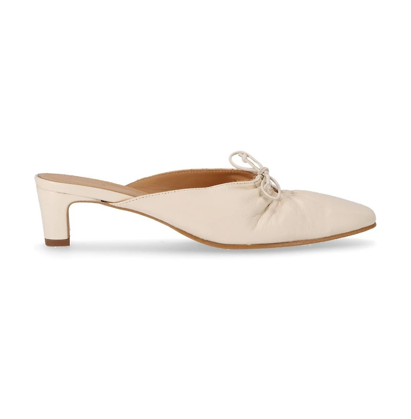 Amar Cream Leather Mules