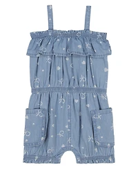 Calvin Klein Baby Girls Logo Printed Denim Romper
