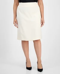 Le Suit Plus Tipped 3/4-Sleeve Jacket And Skirt Set