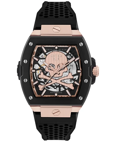 Philipp Plein Men's Automatic The Skeleton 2.0 Black Silicone Strap Watch 44mm