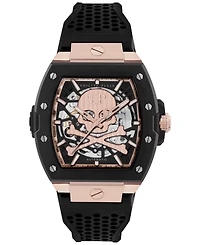 Philipp Plein Men's Automatic The Skeleton 2.0 Black Silicone Strap Watch 44mm