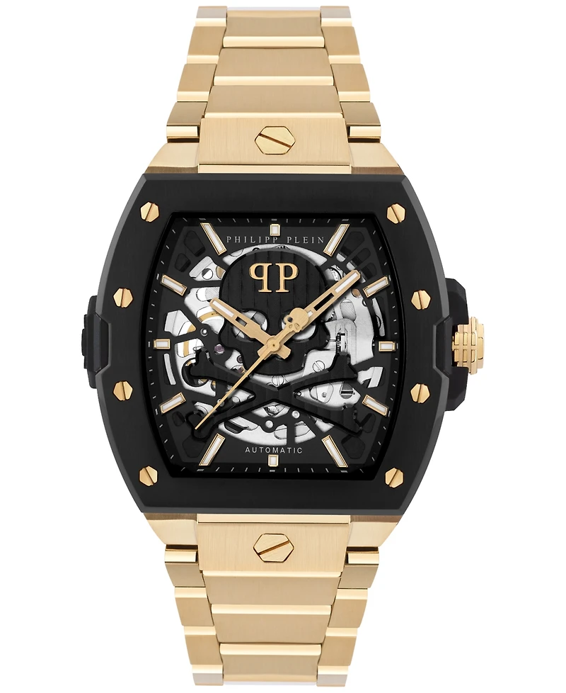 Philipp Plein Men's Automatic The Skeleton 2.0 Gold Ion Plated Bracelet Watch 44mm