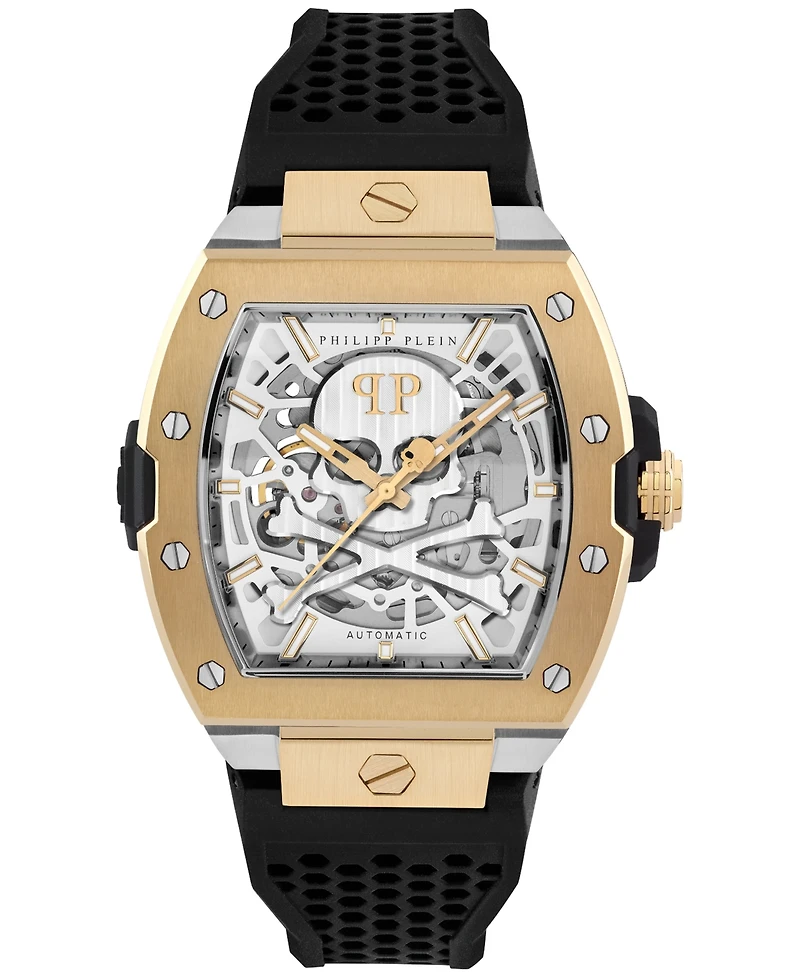 Philipp Plein Men's Automatic The Skeleton 2.0 Black Silicone Strap Watch 44mm