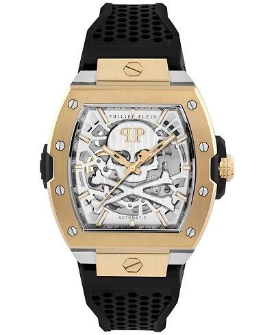 Philipp Plein Men's Automatic The Skeleton 2.0 Black Silicone Strap Watch 44mm
