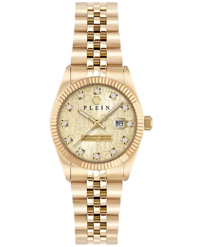 Philipp Plein Women's Date Superlative Gold Ion Plated Stainless Steel Bracelet Watch 28mm