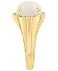 Effy Ethiopian Opal (4-1/3 ct. t.w.) & Diamond (1/6 ct. t.w.) Halo Ring in 14k Gold-Plated Sterling Silver