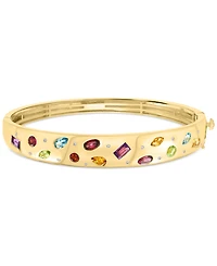 Effy Multi Gemstone (3-1/4 ct. t.w.) & Diamond (1/10 ct. t.w.) Scattered Bangle Bracelet in 14k Gold-Plated Sterling Silver